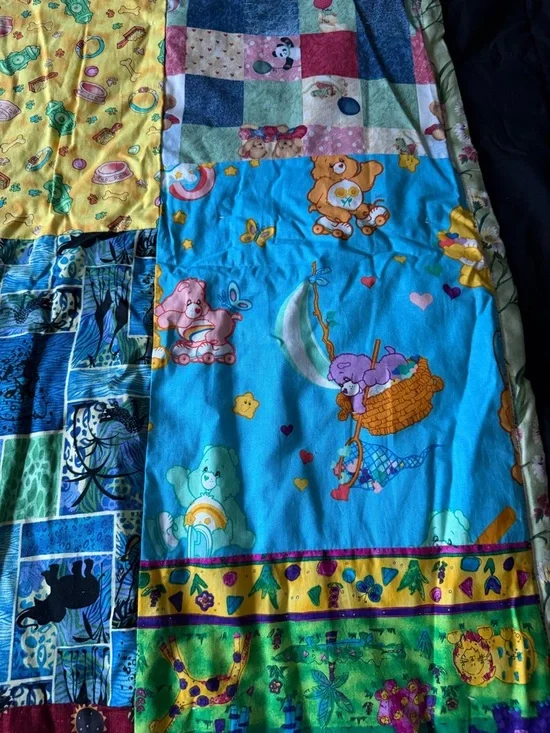 Adorable Patchwork Quilted Throw Blanket w/ Care Bear, Paddington Bear - Picture 2 of 15
